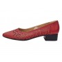 Pantofi dama rosii din piele naturala cu perforatii si toc mic Rosalia CLP03R